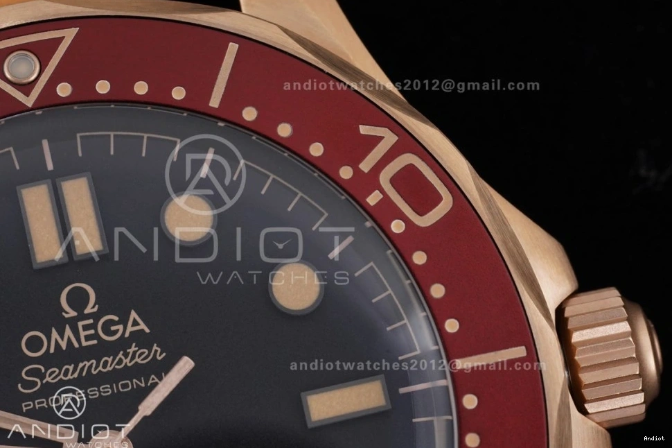 300M A8806 1:1 VSF on Diver Bracelet Gold Mesh Edition Seamaster Dial Best Rose Black 1224